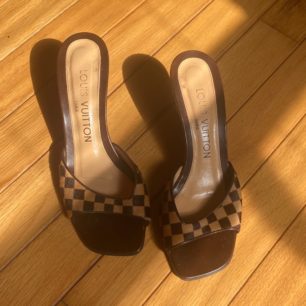 Louis Vuitton Damier Sauvage Brown Checkered Mules - Picture 1 of 6